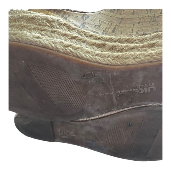 French Connection Cork Wedge Leather Espadrilles Sz 6 - Picture 8 of 10